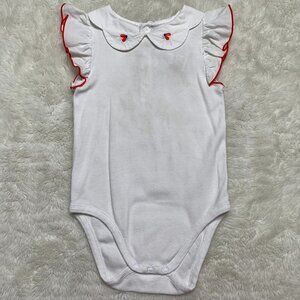 Jacadi Toddler Girl White Embroidered Ruffled Onesie Size 36 Months